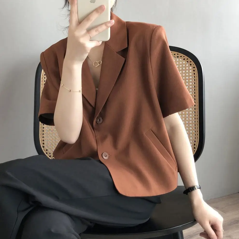 Women Thin Korean Style Short Sleeve Blazer Top 2026 — feature 22