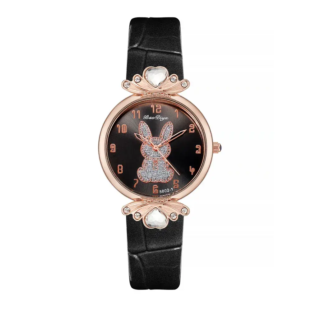 Women's Rabbit Pattern Watch Rose Gold White Band - Image 5