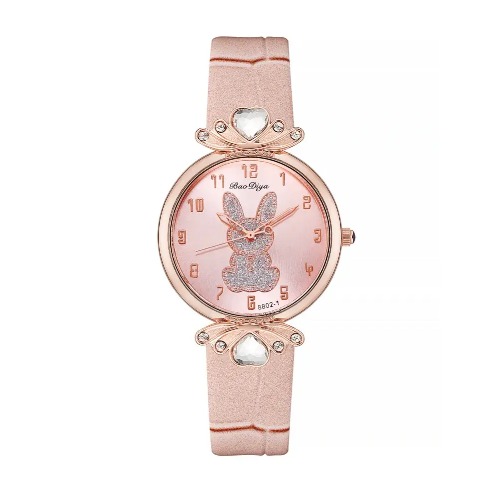 Women's Rabbit Pattern Watch Rose Gold White Band - Image 7