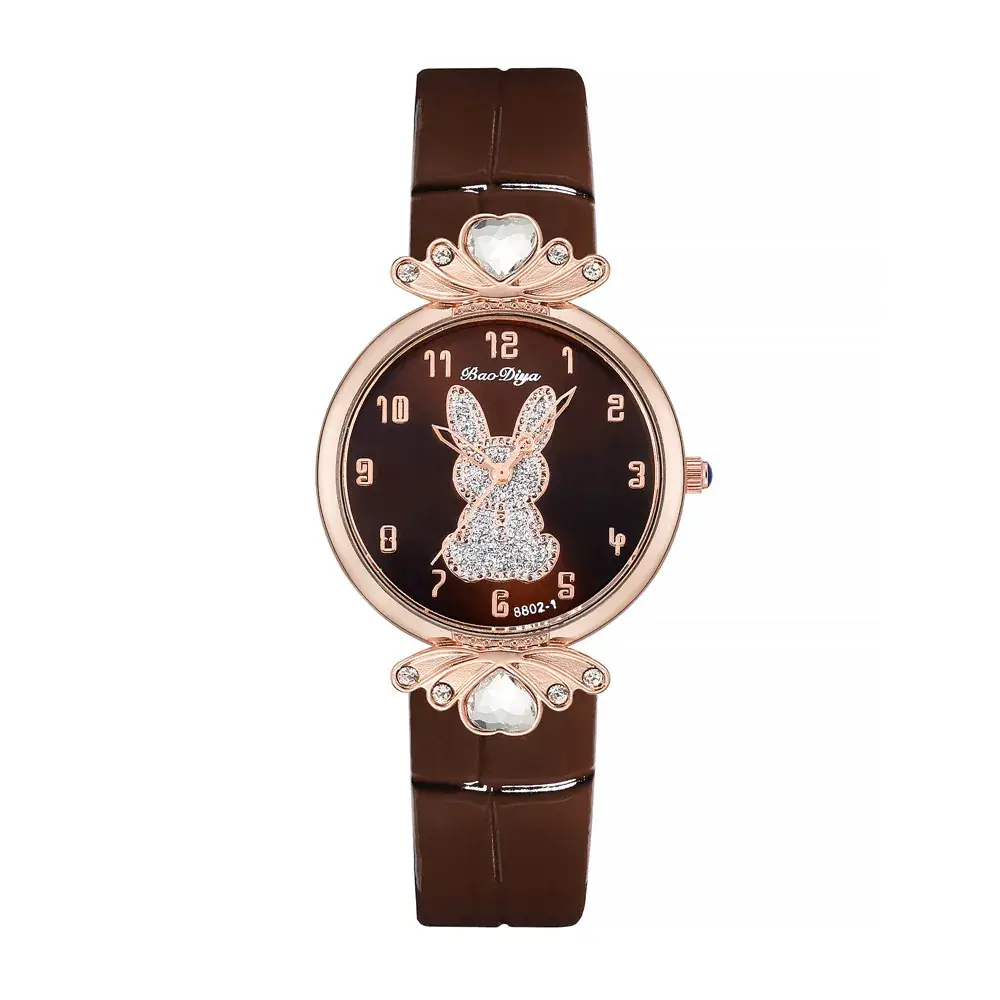 Women's Rabbit Pattern Watch Rose Gold White Band - Image 8