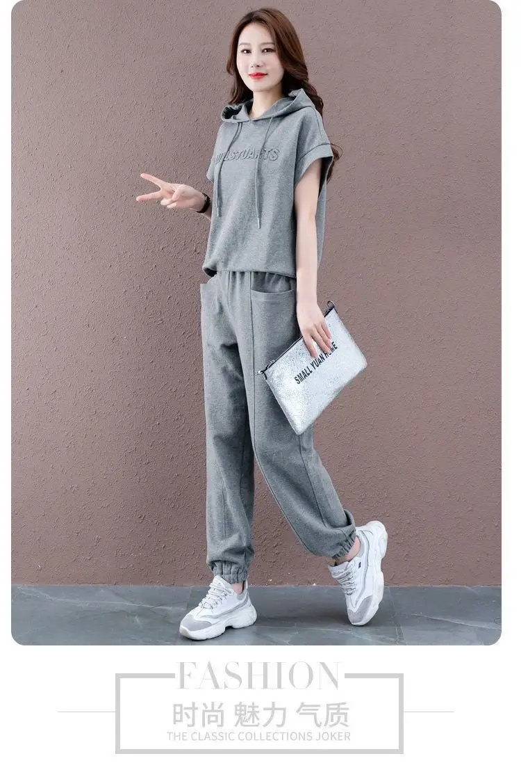 Plus Size Women Hooded Sweatshirt Set Gray 2025 — feature 13