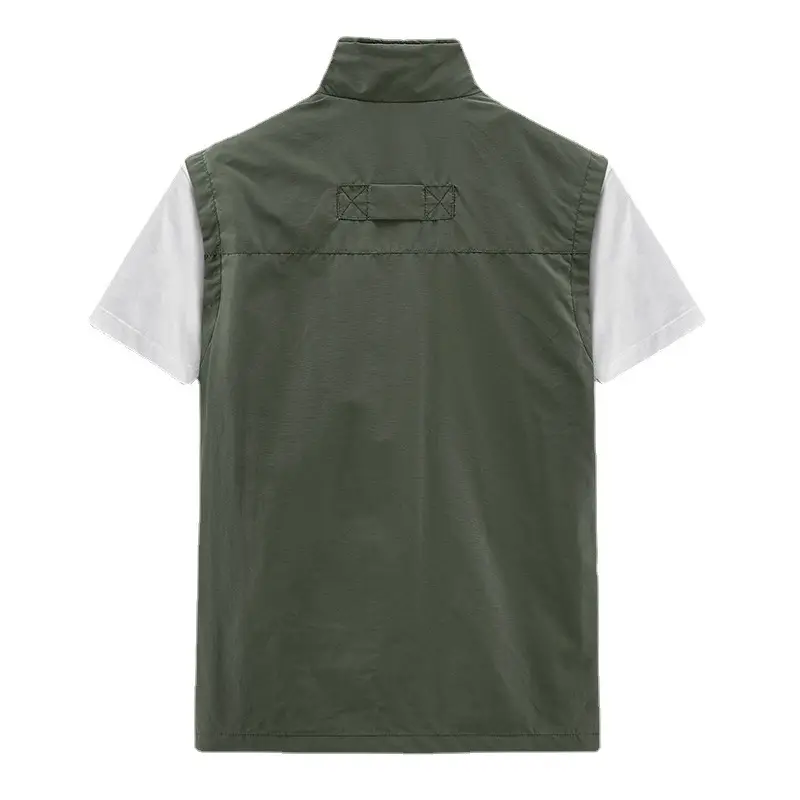 Men Navy Blue Waistcoat Vest with Zip Front - Image 9