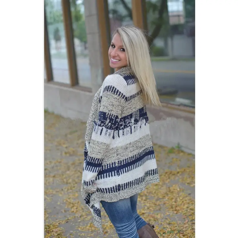 Irregular Printed Knitted Cardigan for Women - Image 6
