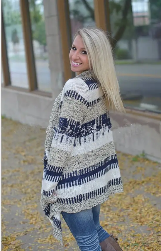 Irregular Printed Knitted Cardigan for Women — feature 10