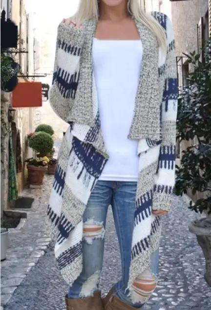 Irregular Printed Knitted Cardigan for Women — feature 8