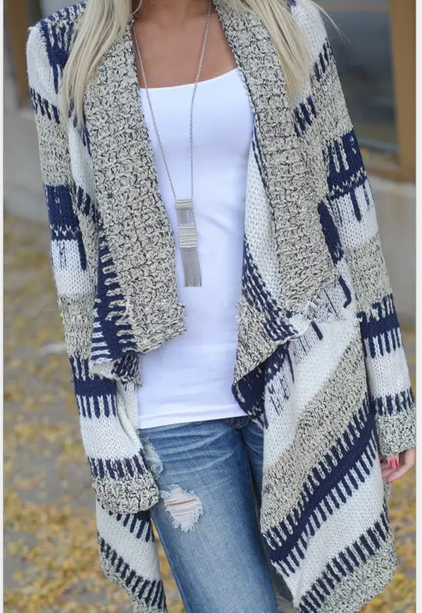 Irregular Printed Knitted Cardigan for Women — feature 9
