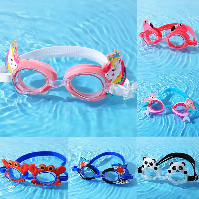 Children swimming goggles boys and girls cartoon silicone anti-fog swimming goggles HD waterproof swimming goggles cute animal swimming goggles wholesale - Image 6
