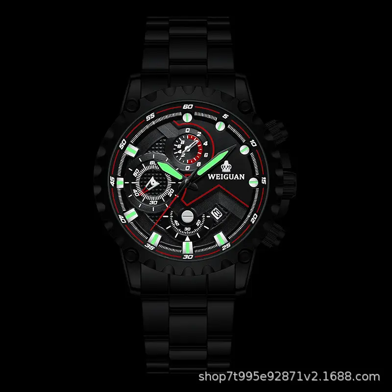 New Black Warrior Watch for Men, Fully Automatic, Non-Mechanical, Genuine, Waterproof, Luminous, Calendar, Tiktok Cross-Border Shipping