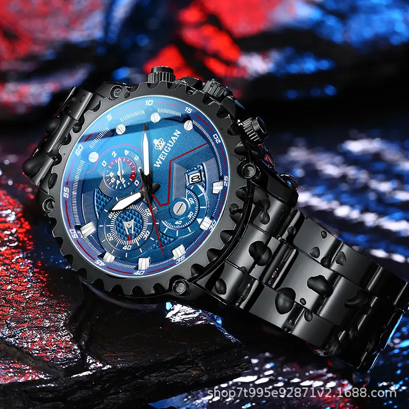 New Black Warrior Watch for Men, Fully Automatic, Non-Mechanical, Genuine, Waterproof, Luminous, Calendar, Tiktok Cross-Border Shipping