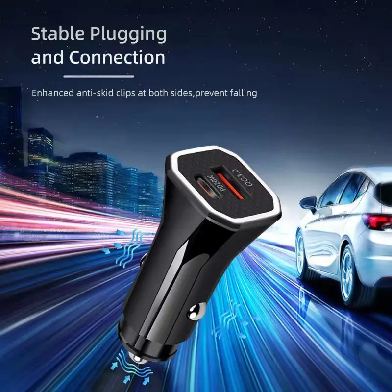 38W QC3.0 PD Car Charger with Type-C & USB-C - Image 5