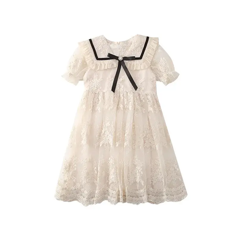 White Lace Princess Dress for Girls Summer - Image 6