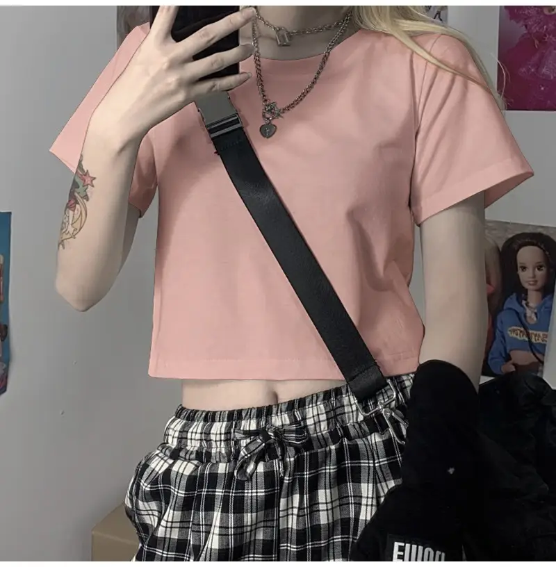 Sweet Spicy Women Short Sleeve Candy Top High Waist Black - Image 3