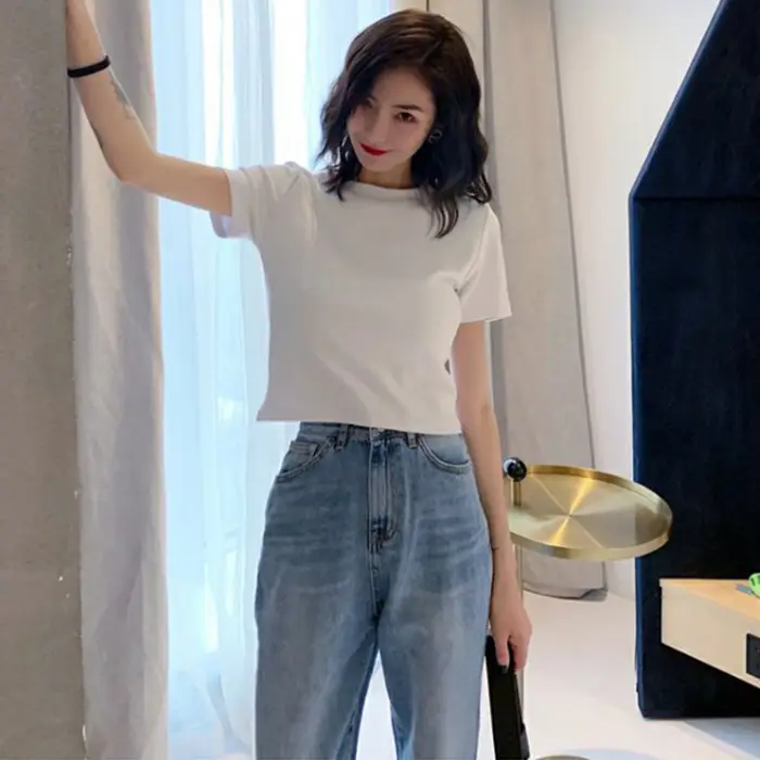 Sweet Spicy Women Short Sleeve Candy Top High Waist Black - Image 4