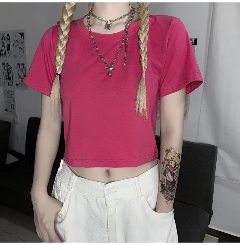 Sweet Spicy Women Short Sleeve Candy Top High Waist Black - Image 8
