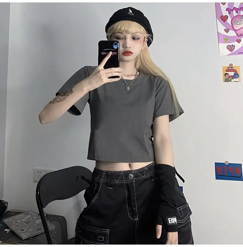 Sweet Spicy Women Short Sleeve Candy Top High Waist Black - Image 9