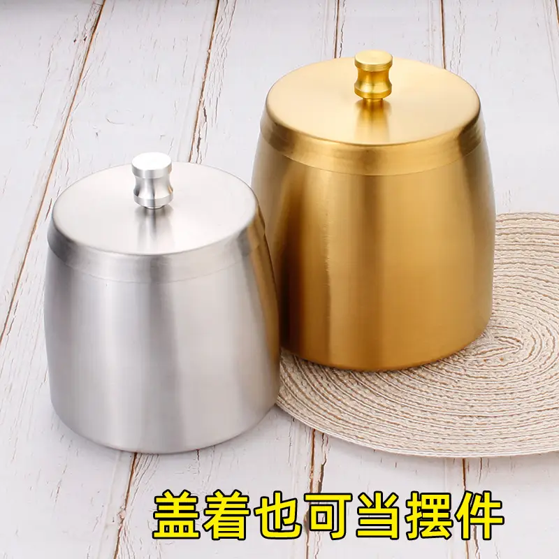 Ashtray Wholesale Stainless Steel Windproof with Cover and Anti-Fall Commercial Logo Cigarette Cup Large Ins Ornament Ashtray