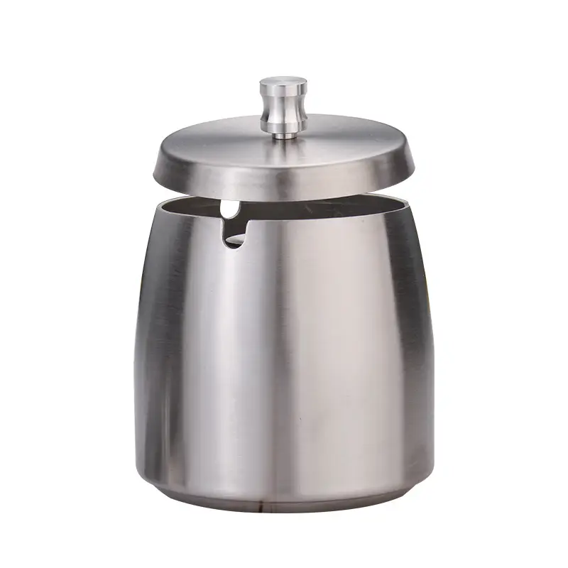 Ashtray Wholesale Stainless Steel Windproof with Cover and Anti-Fall Commercial Logo Cigarette Cup Large Ins Ornament Ashtray