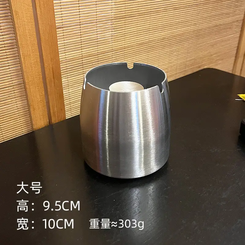 Ashtray Wholesale Stainless Steel Windproof with Cover and Anti-Fall Commercial Logo Cigarette Cup Large Ins Ornament Ashtray