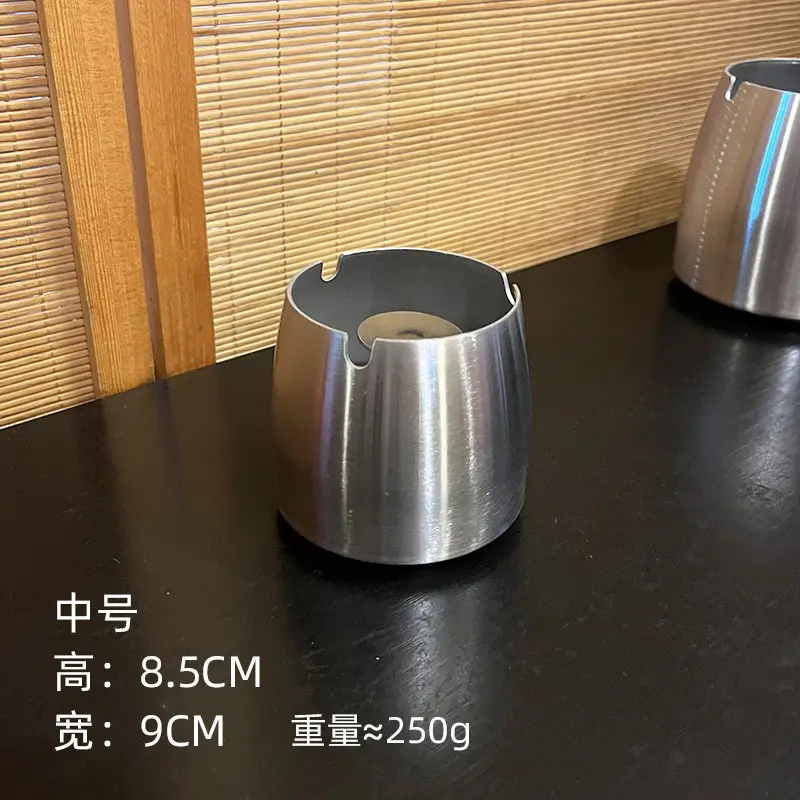 Ashtray Wholesale Stainless Steel Windproof with Cover and Anti-Fall Commercial Logo Cigarette Cup Large Ins Ornament Ashtray