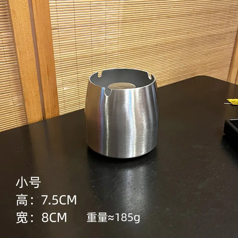 Ashtray Wholesale Stainless Steel Windproof with Cover and Anti-Fall Commercial Logo Cigarette Cup Large Ins Ornament Ashtray