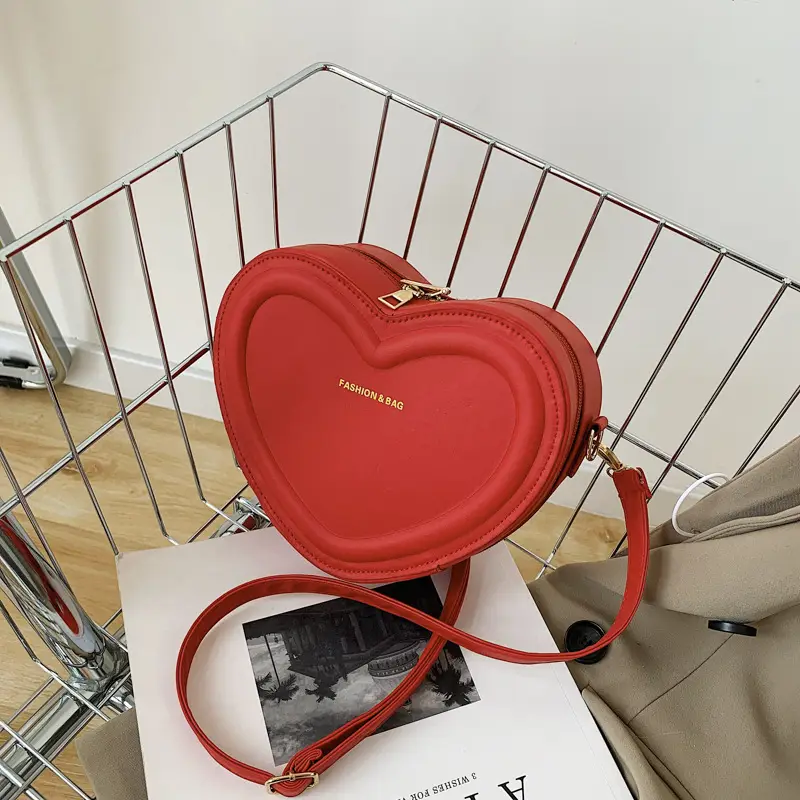 Heart Shaped Beige Crossbody Bag for Women - Image 6