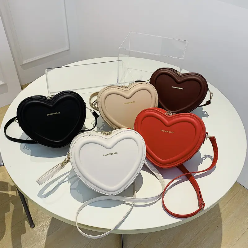 Heart Shaped Beige Crossbody Bag for Women - Image 8