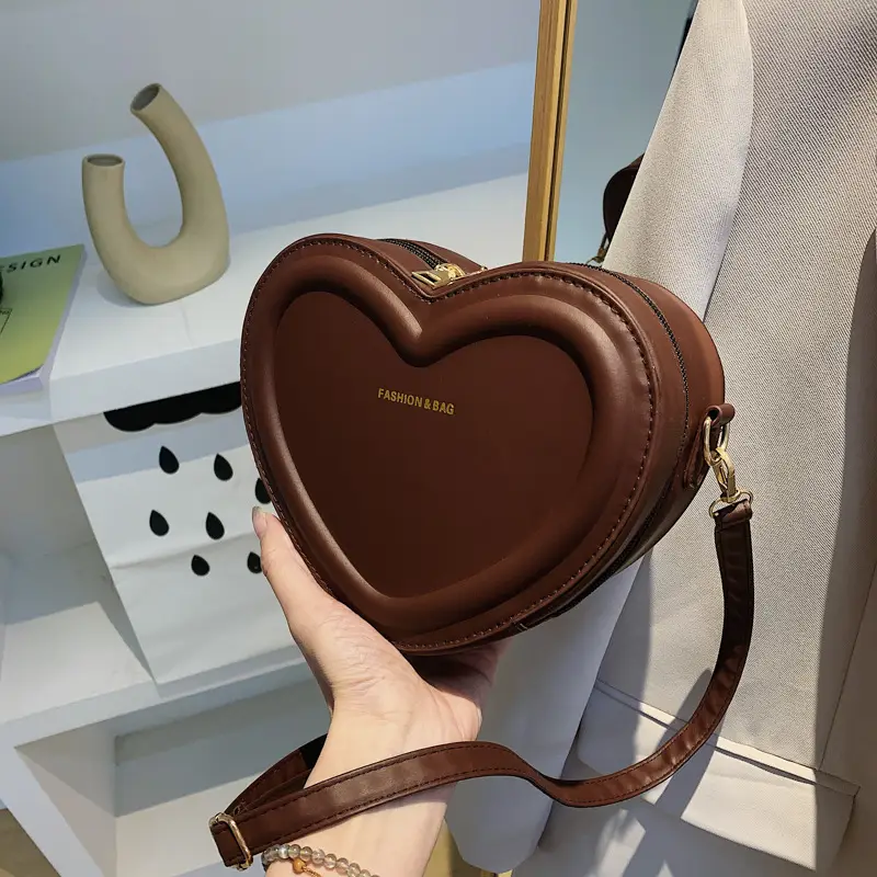 Heart Shaped Beige Crossbody Bag for Women - Image 4