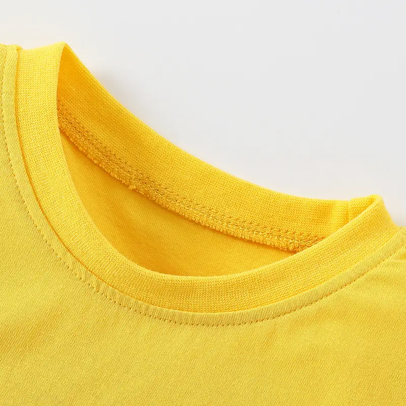 Summer Kids T-Shirt Pure Cotton Yellow Round Neck - Image 2