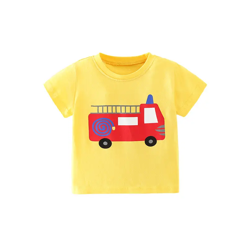 Summer Kids T-Shirt Pure Cotton Yellow Round Neck - Image 5