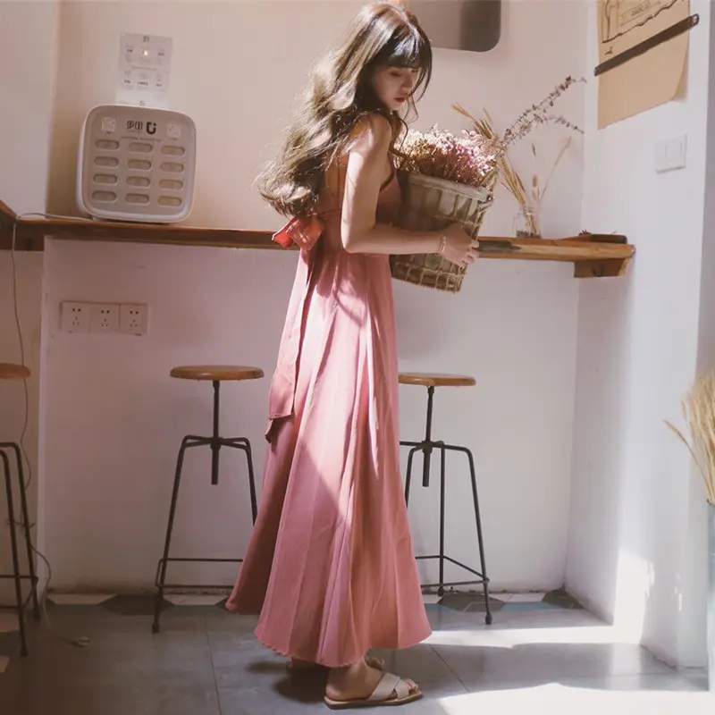 Pink Backless Slip Dress for Women Summer Wear - Image 4