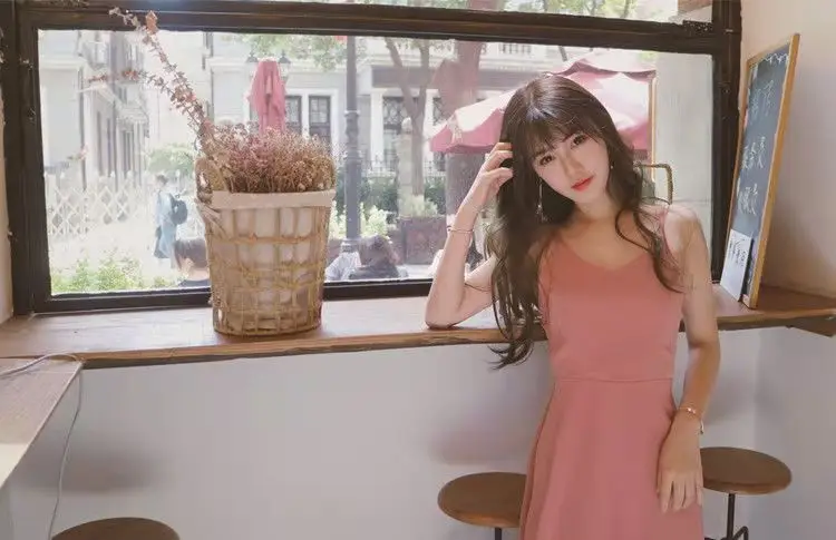 Pink Backless Slip Dress for Women Summer Wear — feature 2