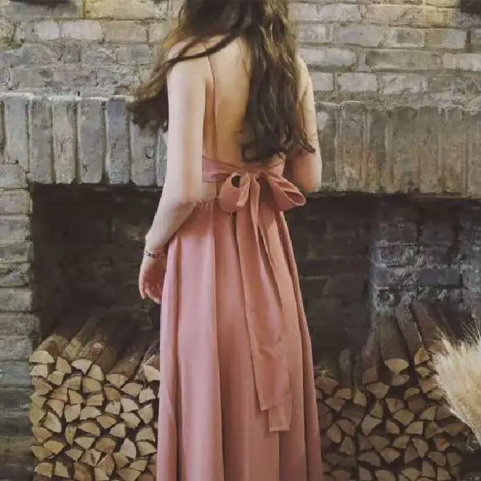 Pink Backless Slip Dress for Women Summer Wear - Image 2