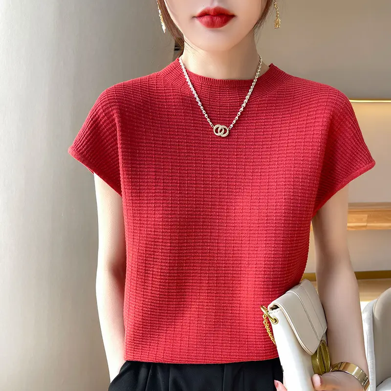 Black Knitted Women's T-Shirt Large Spring Autumn 2022 - Image 3