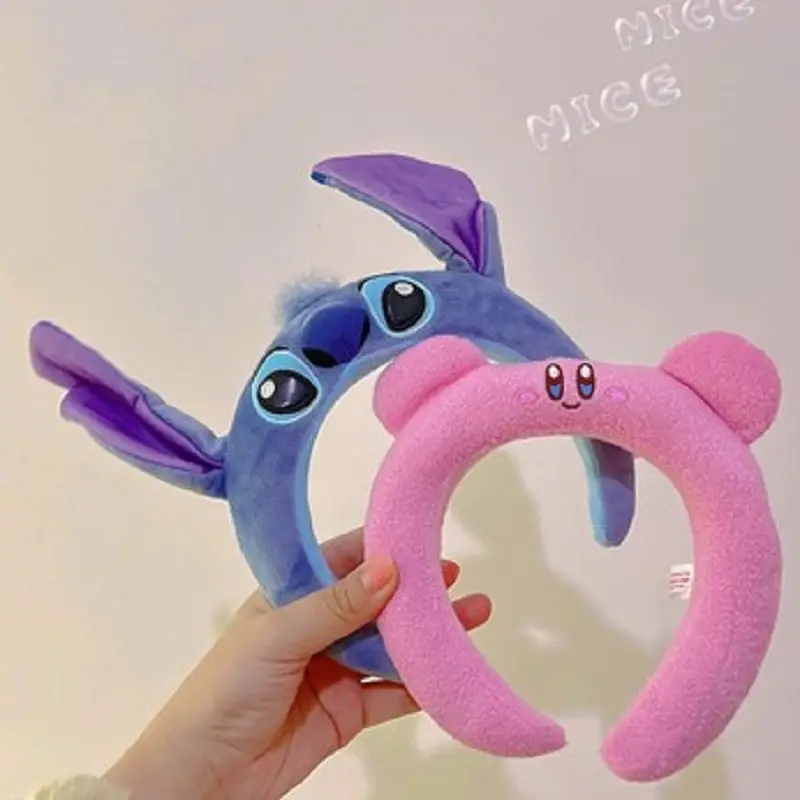 Cute Stitch Headband for Girls Blue Pink Soft Fleece