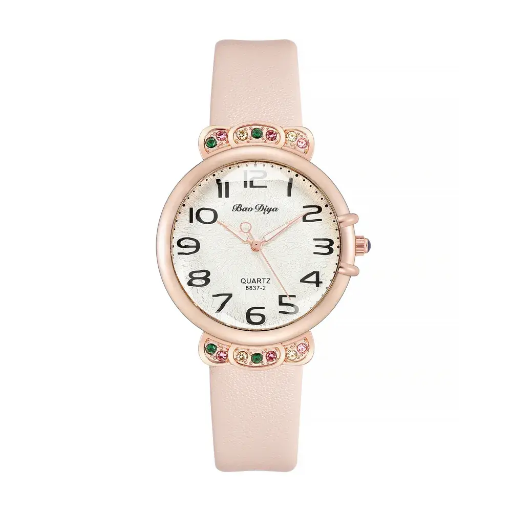 Women's Bow Dial Quartz Watch Rose Gold Black Strap - Image 9