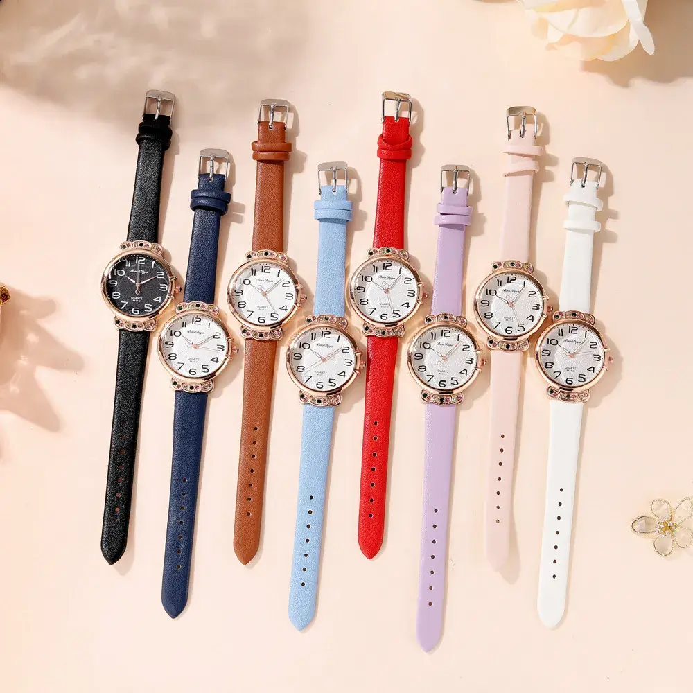 Women's Bow Dial Quartz Watch Rose Gold Black Strap - Image 10