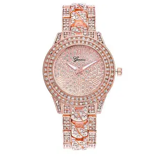 Women's Bow Dial Quartz Watch Rose Gold Black Strap — feature 12