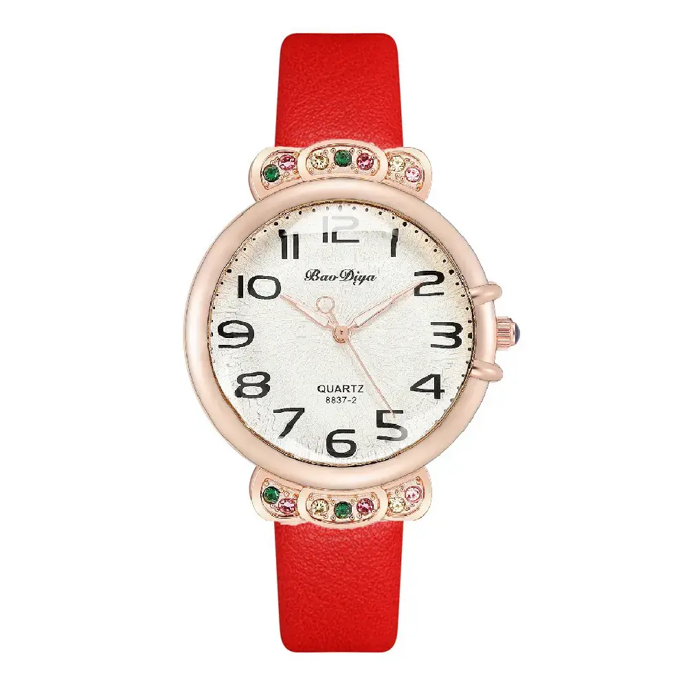 Women's Bow Dial Quartz Watch Rose Gold Black Strap - Image 2