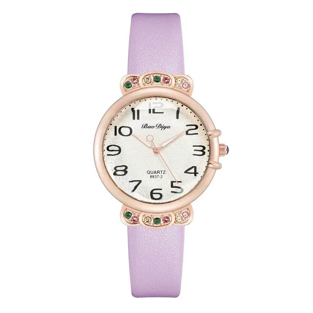 Women's Bow Dial Quartz Watch Rose Gold Black Strap - Image 3
