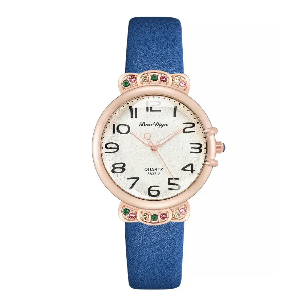 Women's Bow Dial Quartz Watch Rose Gold Black Strap - Image 4