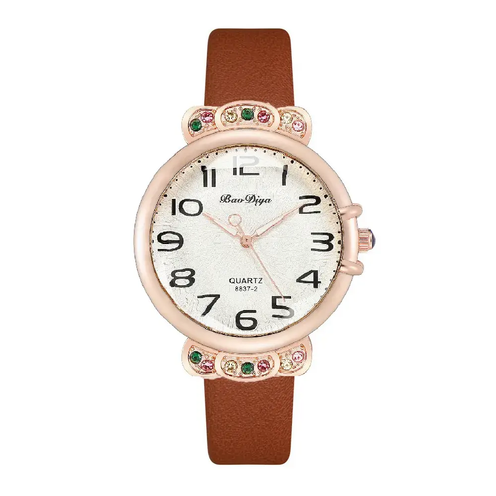 Women's Bow Dial Quartz Watch Rose Gold Black Strap - Image 6