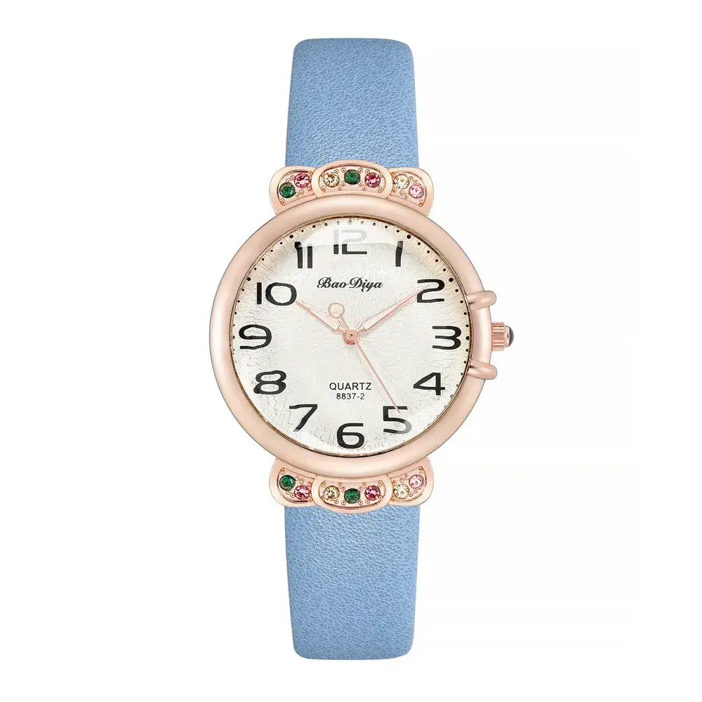 Women's Bow Dial Quartz Watch Rose Gold Black Strap - Image 8