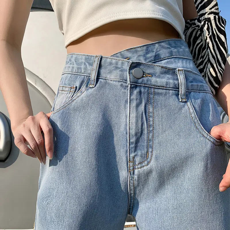 Women's Irregular Cross Jeans Wide Leg Trousers 2022 - Image 5