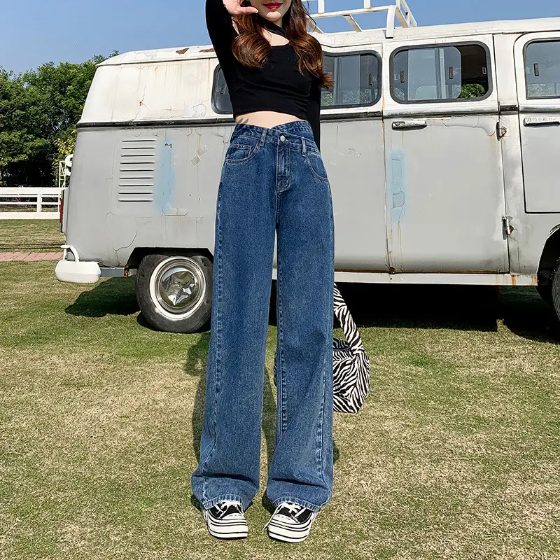 Women's Irregular Cross Jeans Wide Leg Trousers 2022 - Image 2