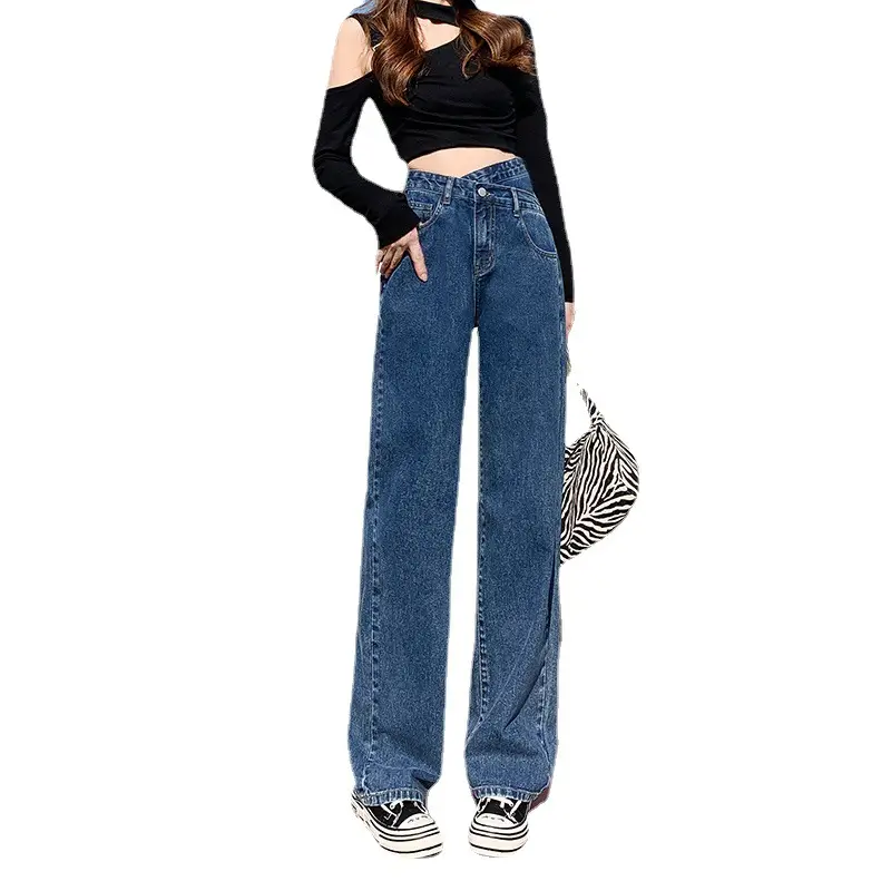 Women's Irregular Cross Jeans Wide Leg Trousers 2022 - Image 7