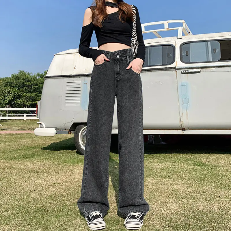 Women's Irregular Cross Jeans Wide Leg Trousers 2022 - Image 3