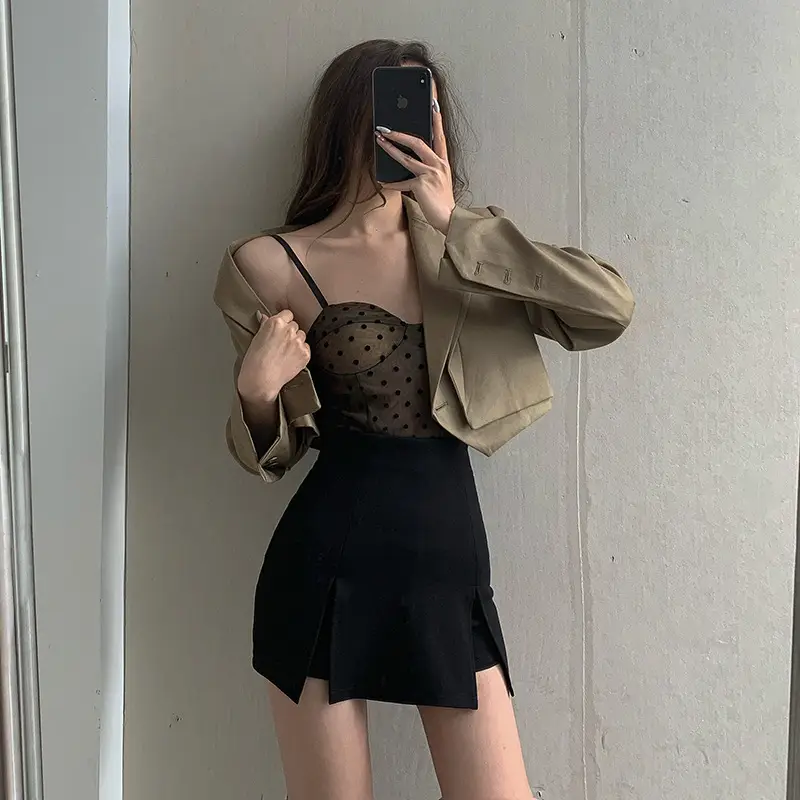 Women High Waist Slimming Split Hip Shorts Small to M Plus — feature 6