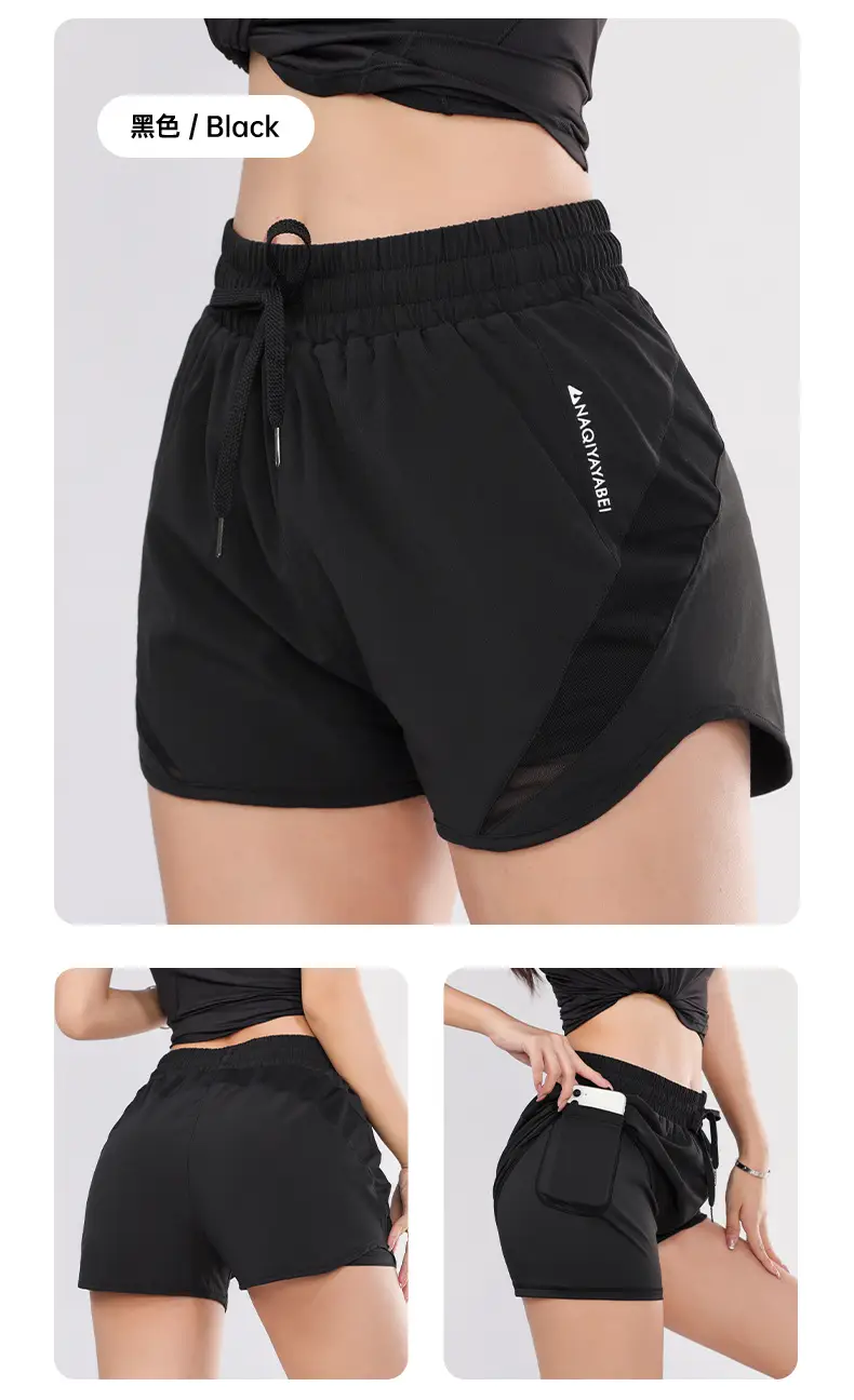 Black Yoga Shorts Women High Waist Loose Fit Quick Dry — feature 16