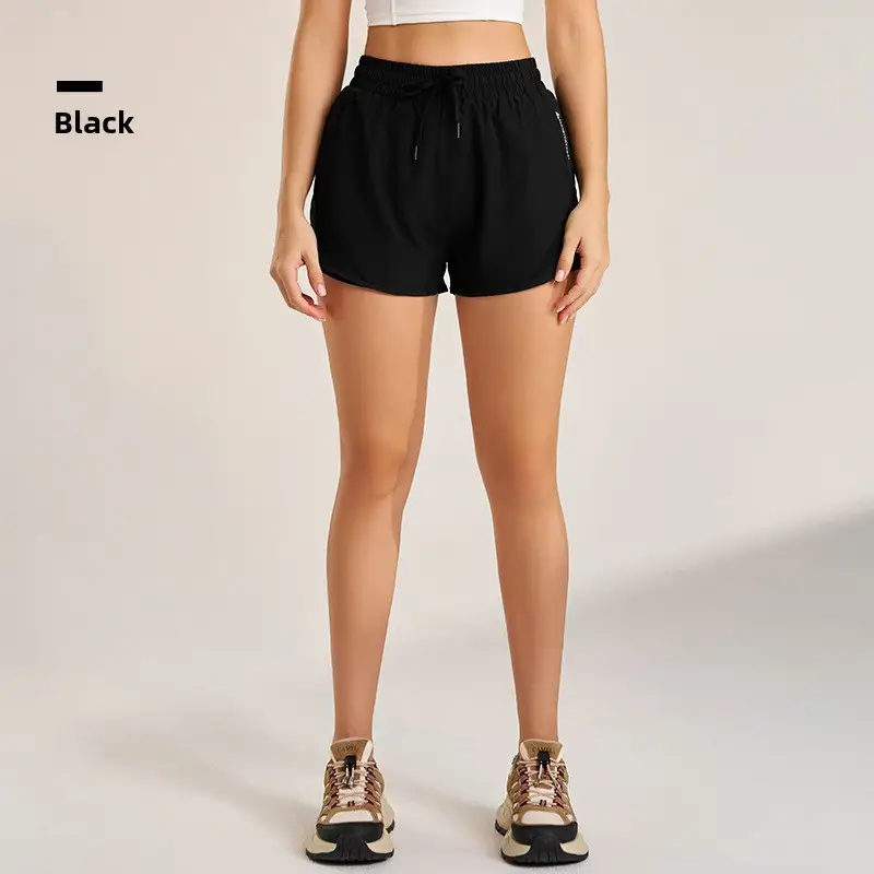 Black Yoga Shorts Women High Waist Loose Fit Quick Dry - Image 6