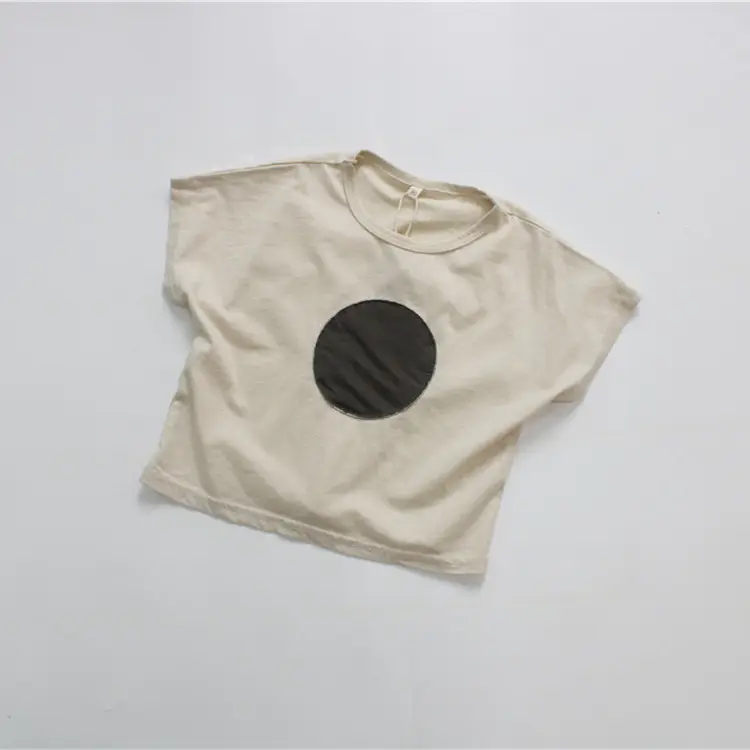 Kids T-Shirt Beige Black Circle Round Neck Short Sleeve — feature 10
